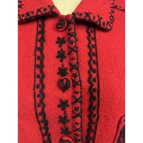 Vintage Red Wool Beat Cambridge Dry Goods Stitched Knit Cottage Medium - Picture 4 of 8